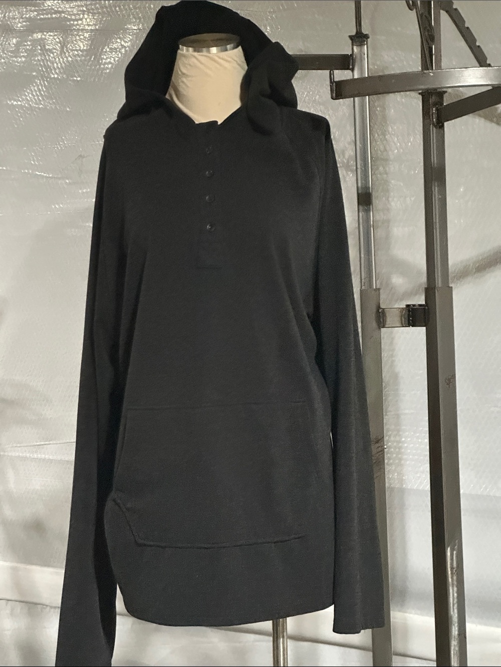 Charcoal Button-Up Hoodie for Women
